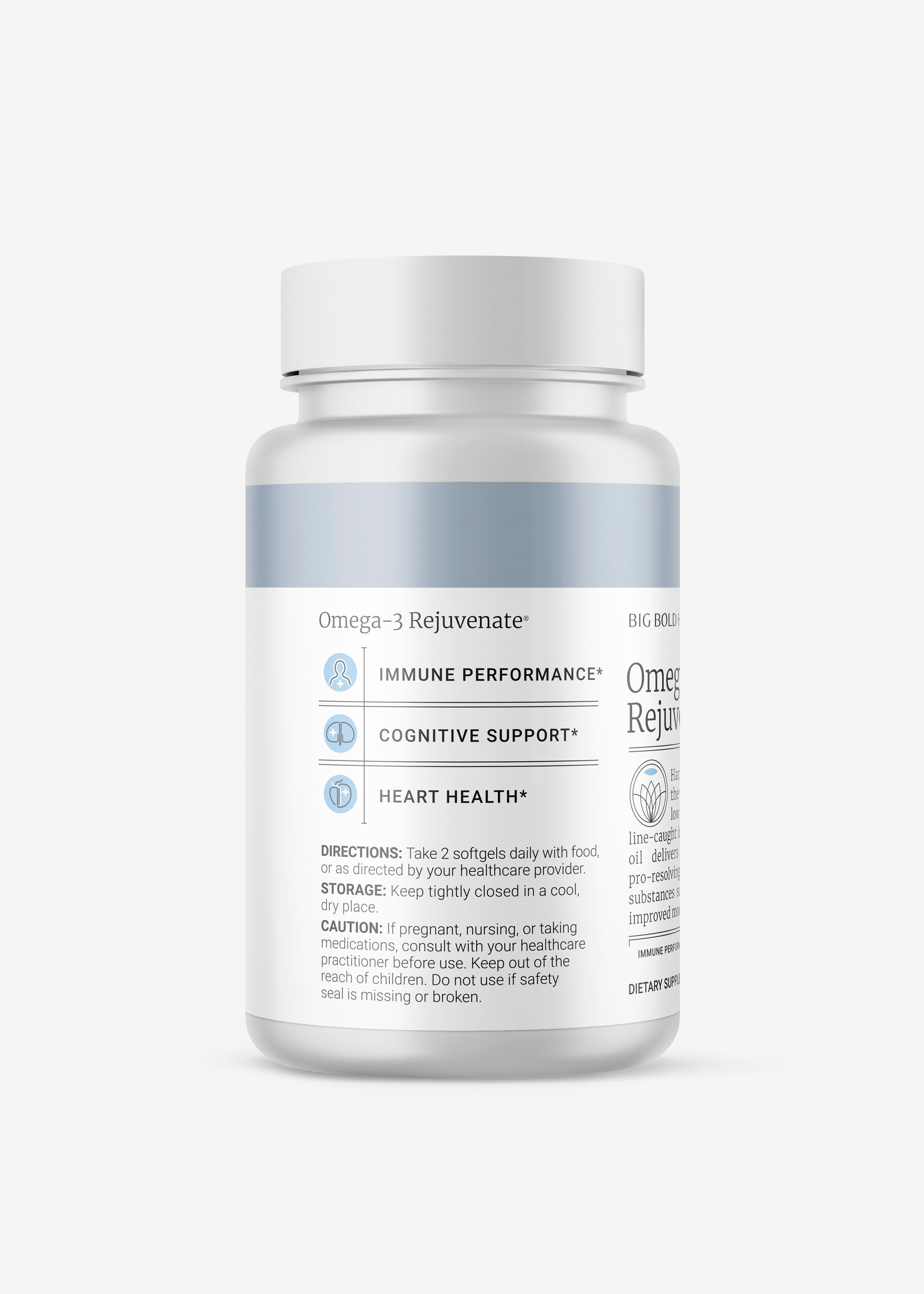 HTB Rejuvenate supplement bottle with capsules and wooden backdrop.